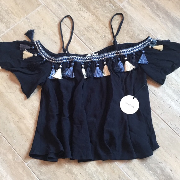Tularosa Tops - NWT Tularosa Blue tassel top!